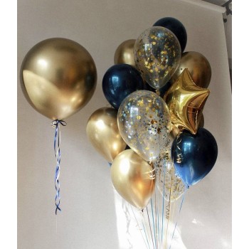 Μπαλόνια σε χρυσές και μπλε αποχρώσεις 